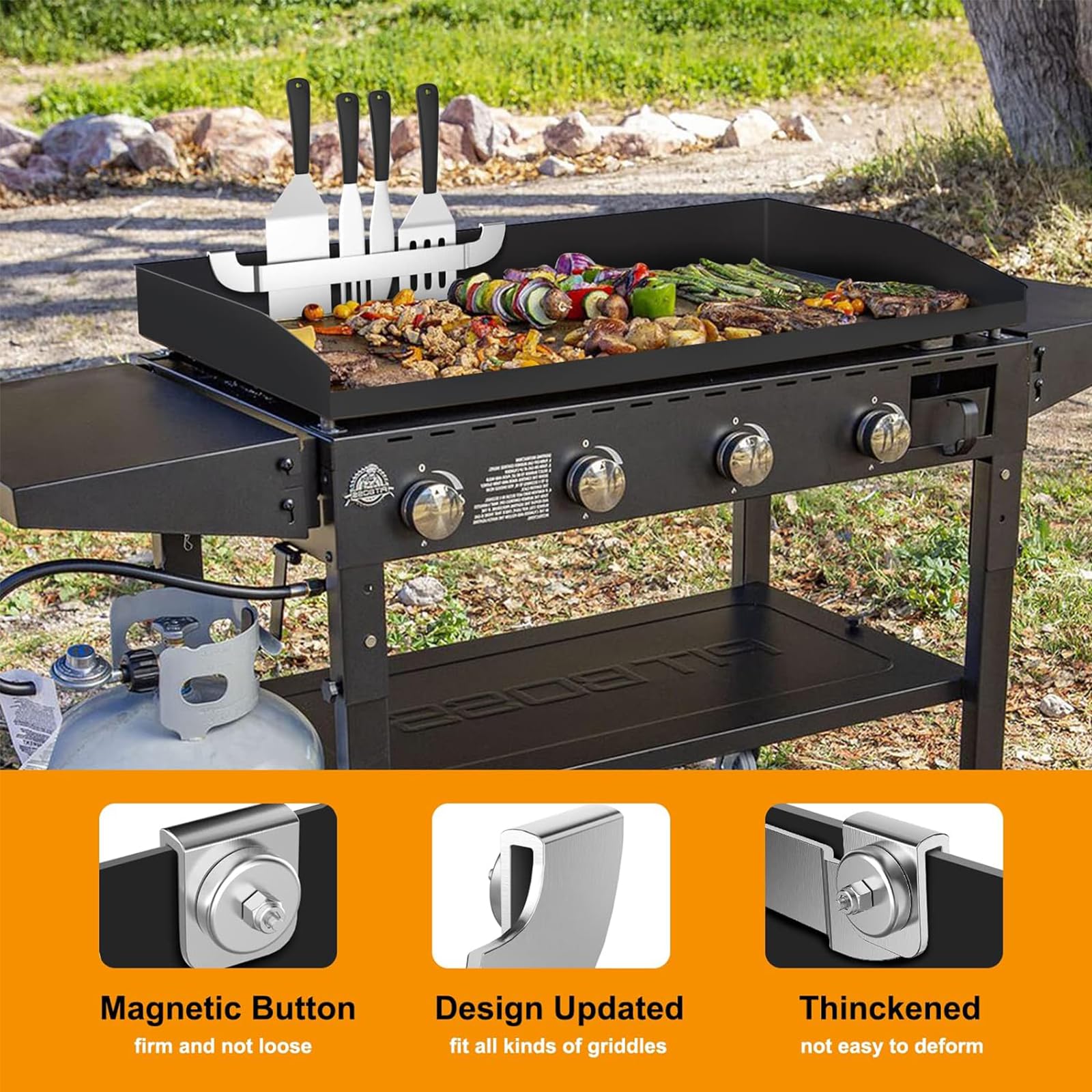 10 Inch Griddle Spatula Holder Magnetic Design, Stainless Steel Grill Barbecue Tool Rack, Griddle Accessories For Blackstone Fla